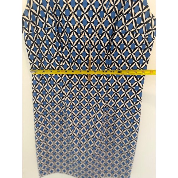 AB Studio Women’s Blue White Geo Sleeveless Sheath Dress Size 10 Mod 70's Style - Picture 12 of 12